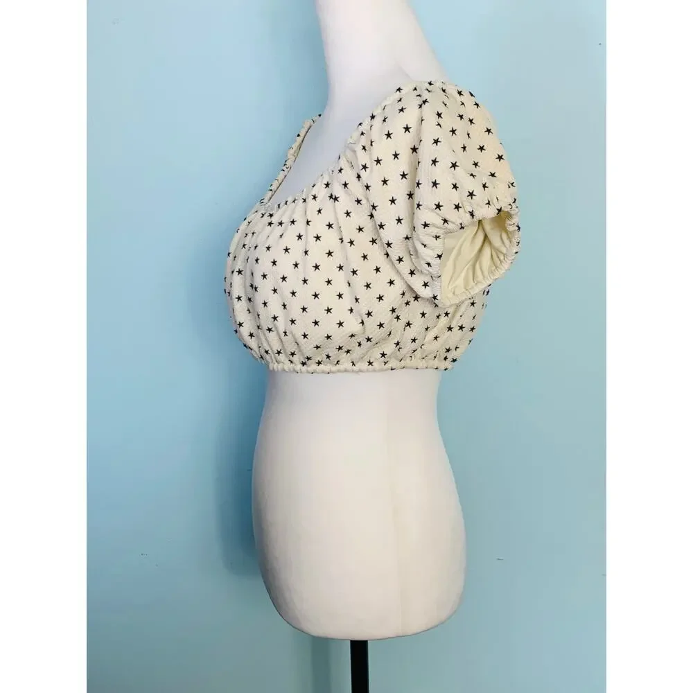 Lovers + Friends Just Don't Care Swim Off-the Shoulder Top in Star Print Size XL - Picture 3 of 7